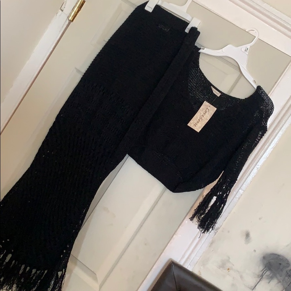 Black Crochet Skirt Set